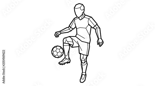 Tableau sur toile Man Kicking Soccer Ball in Air.
