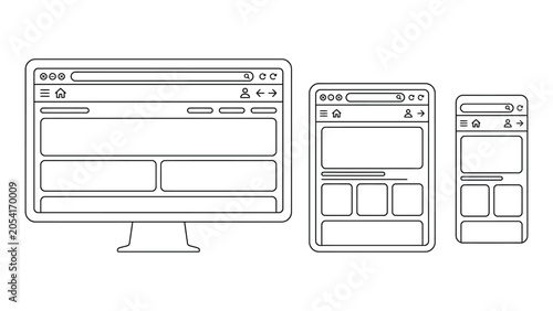 Responsive web design concept with computer screens.