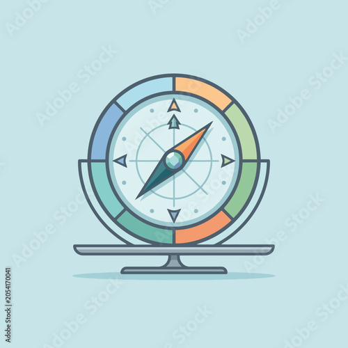 Fotografija A colorful navigational compass icon on a light blue background