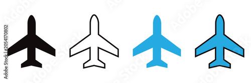 Obraz na płótnie Airplane Icon Set Vector, Commercial Aircraft and Aviation Symbols in Outline, S