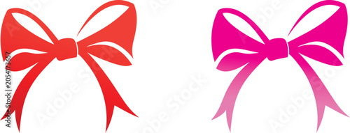 Red and pink gift bows collection for celebration decorations and holiday presents