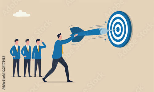 Schilderij op canvas Aiming for meeting or accuracy, ambition or determination to reach business targ