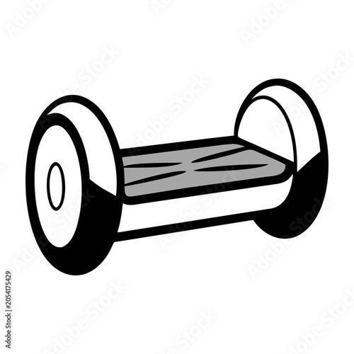 Hoverboard vector icon, self balancing electric scooter illustration, modern personal transport device, black and white
