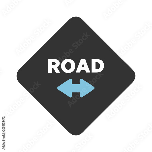 Road traffic sign vector icon, black diamond street signage with blue double arrow, highway navigation symbol for maps