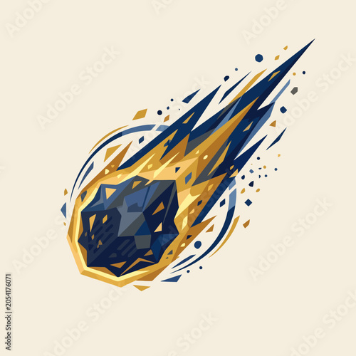 Принти на полотні A stylized illustration of a glowing comet streaking through space