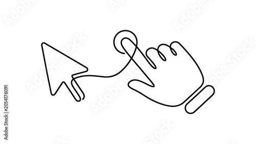 A hand clicking a computer mouse button.