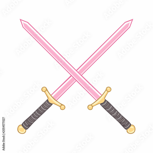 Two Pink Swords Crossed