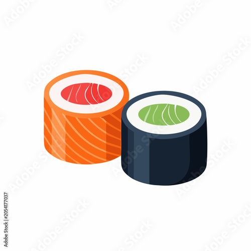 Two Sushi Rolls: Salmon and Avocado
