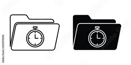 Document folder with stopwatch icon representing time management and deadlines in business administration