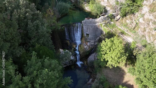 Waterfall on the Auso river, Cilento, Campania, Italy.