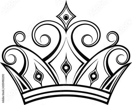 Foto Black crown silhouette on a white background ornate royal headwear design king q