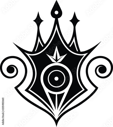 Bild auf Leinwand Black and white silhouette of a regal crown with ornate detailing royal king que
