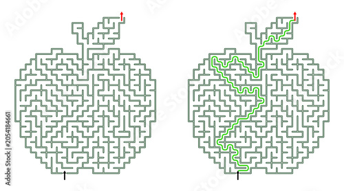 Foto Autumn apple picking labyrinth game activity sheet