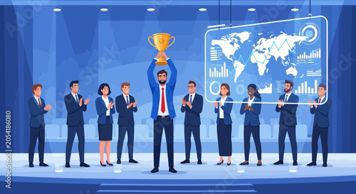 Celebrating Business Success with Global Analytics Trophy