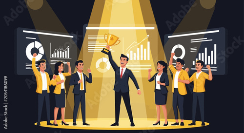 Celebrating Team Success with Business Analytics Trophy