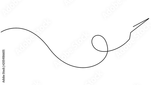 Paper airplane animation in minimalist continuous line drawing style for travel concepts. Minimalist single line art animation of a flying paper plane on a white background.