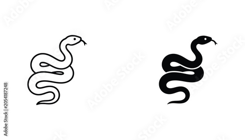 Black and white snake vector icon pair