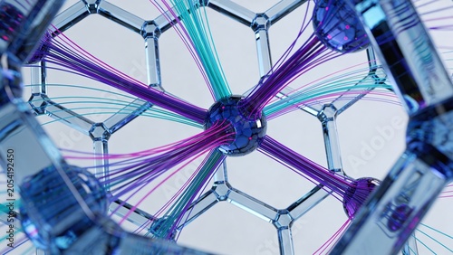 Abstract Hexagonal Architectural Matrix with Interlocking Geometric Structures