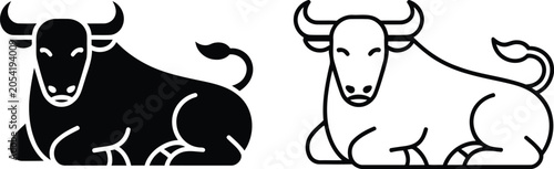 Bild auf Leinwand Resting bull farm animal vector illustration