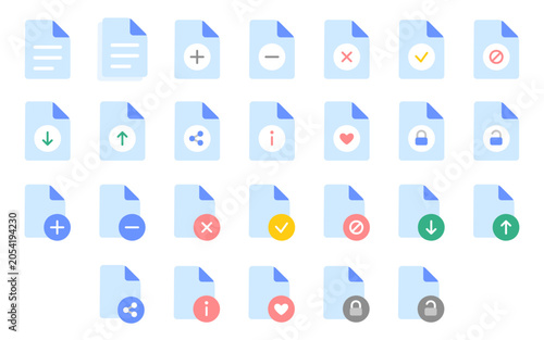 File and Document Icon Set - Flat Color