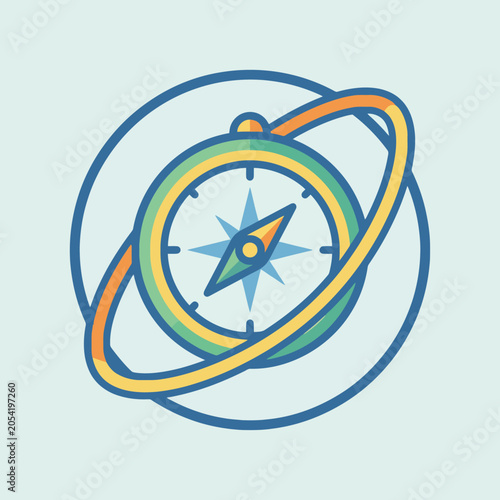 Fotografi A flat vector illustration of a navigational compass icon design