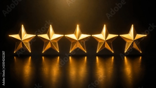 Five Golden Stars on Dark Background