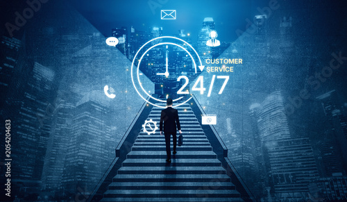Foto Concept of 24-hour customer service