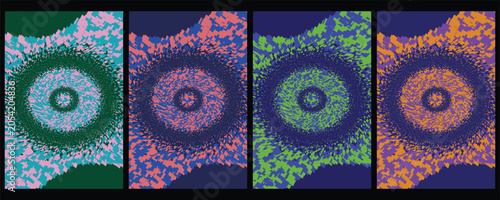 Foto Psychedelic abstract mandala posters, trippy geometric vector art set, colorful