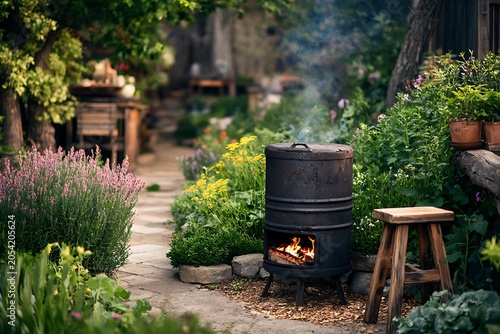 A pot cooking over a campfire outdoors