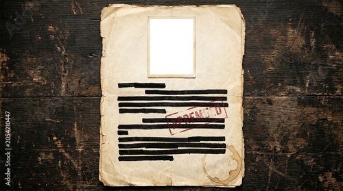 фотографія Redacted Classified Document With Red Apprehended Stamp