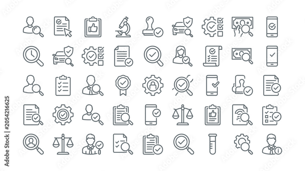 Fototapeta premium Collection of business and technology related line icons on white background