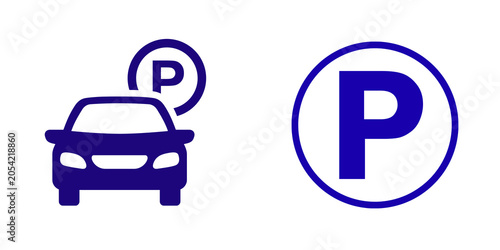 Car parking icon and sign, isolated on transparent background