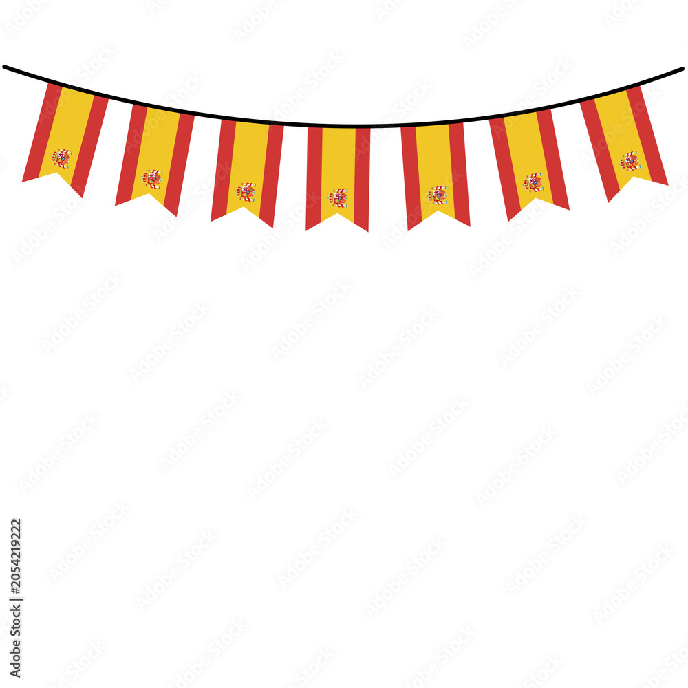 Obraz premium Showcases spanish flag bunting decorations perfect for national pride events, fiestas, or cultural celebrations. Ideal for festive displays.