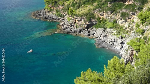 Scenic panoramic coastal view near Maratea, in the Basilicata region of Italy.