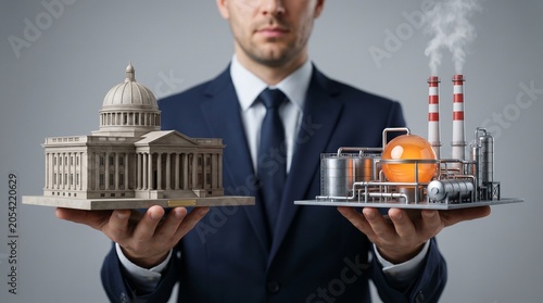 Privatization Concept Showing Transfer of Government Assets to Industrial Energy Sector