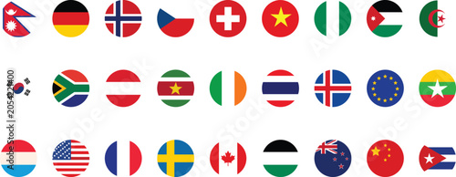 Cuadro en lienzo Collection of national flags diverse country representations for global communic