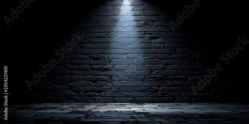 Obraz na płótnie Light in the dark night grunge vintage concrete wall texture background with rou