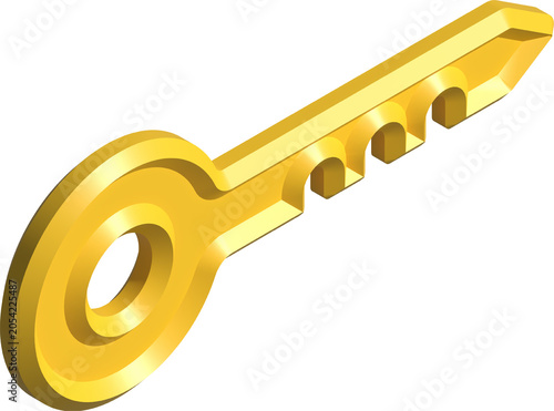 golden key isolated on white