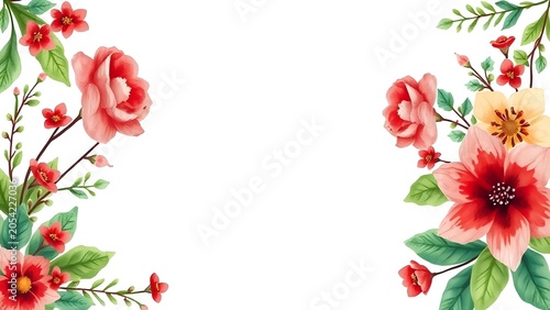 Artistic illustration: watercolor flowers for your text on a white background