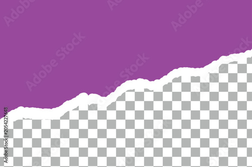 Purple and white checkered background with torn edge