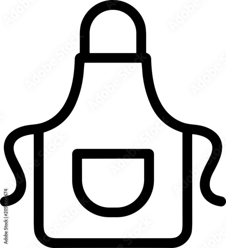 Simple kitchen apron icon with pocket, clean cooking garment symbol, vector graphic