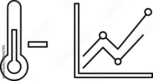 Obraz na płótnie Thermometer minus stock chart icon combination