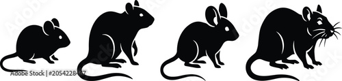 Tableau sur toile Silhouette illustration of rodents in profile, from mouse to rat