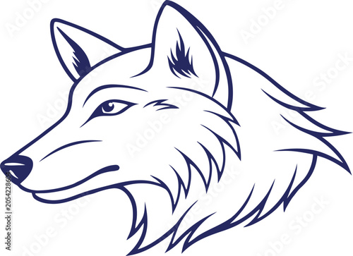 Minimalist Wolf Face Silhouette outline Vector Graphic