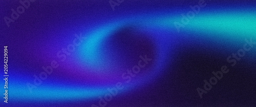 Abstract background with flowing liquid curves in blue and purple neon light showing smooth transitions and grainy texture for modern creative digital graphic art.
