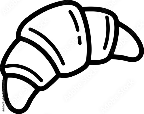 Hand-drawn croissant icon, simple line art pastry, breakfast doodle, isolated on white.