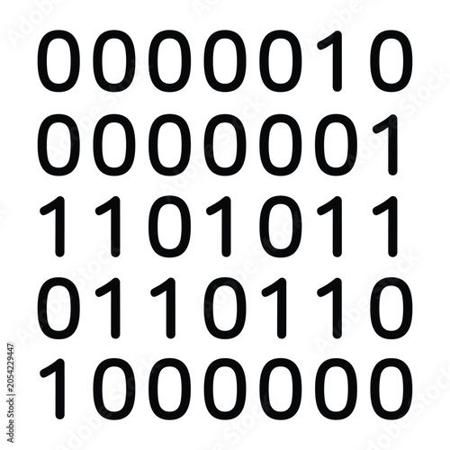 Photography Binary code sequence icon for computer programming and data processing