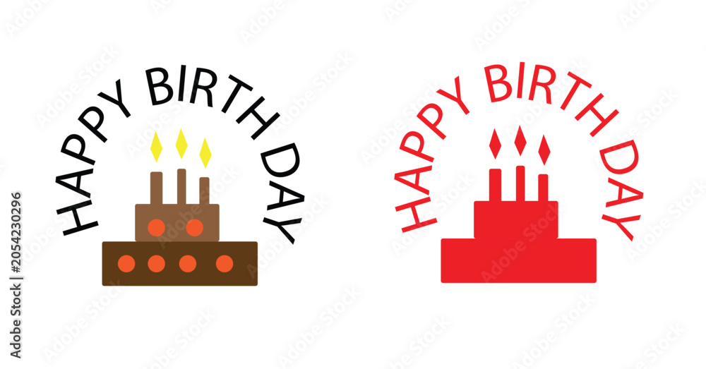 Naklejka premium Happy Birthday typography logo design set