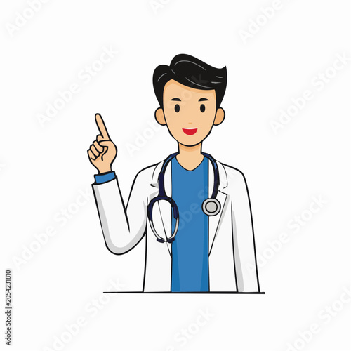 Cartoon Doctor Pointing Up