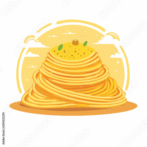 Stylized Illustration of Spaghetti with Sauce
